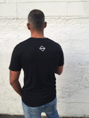 Mens black T-shirt with tag print on back That_kiwi street wear